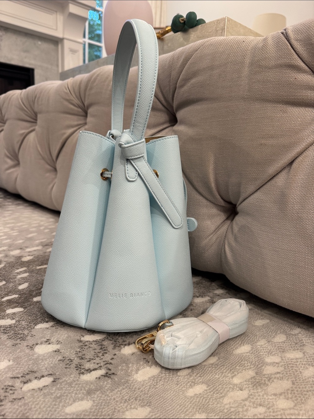 Melie Bianco Powder Blue Bucket Bag